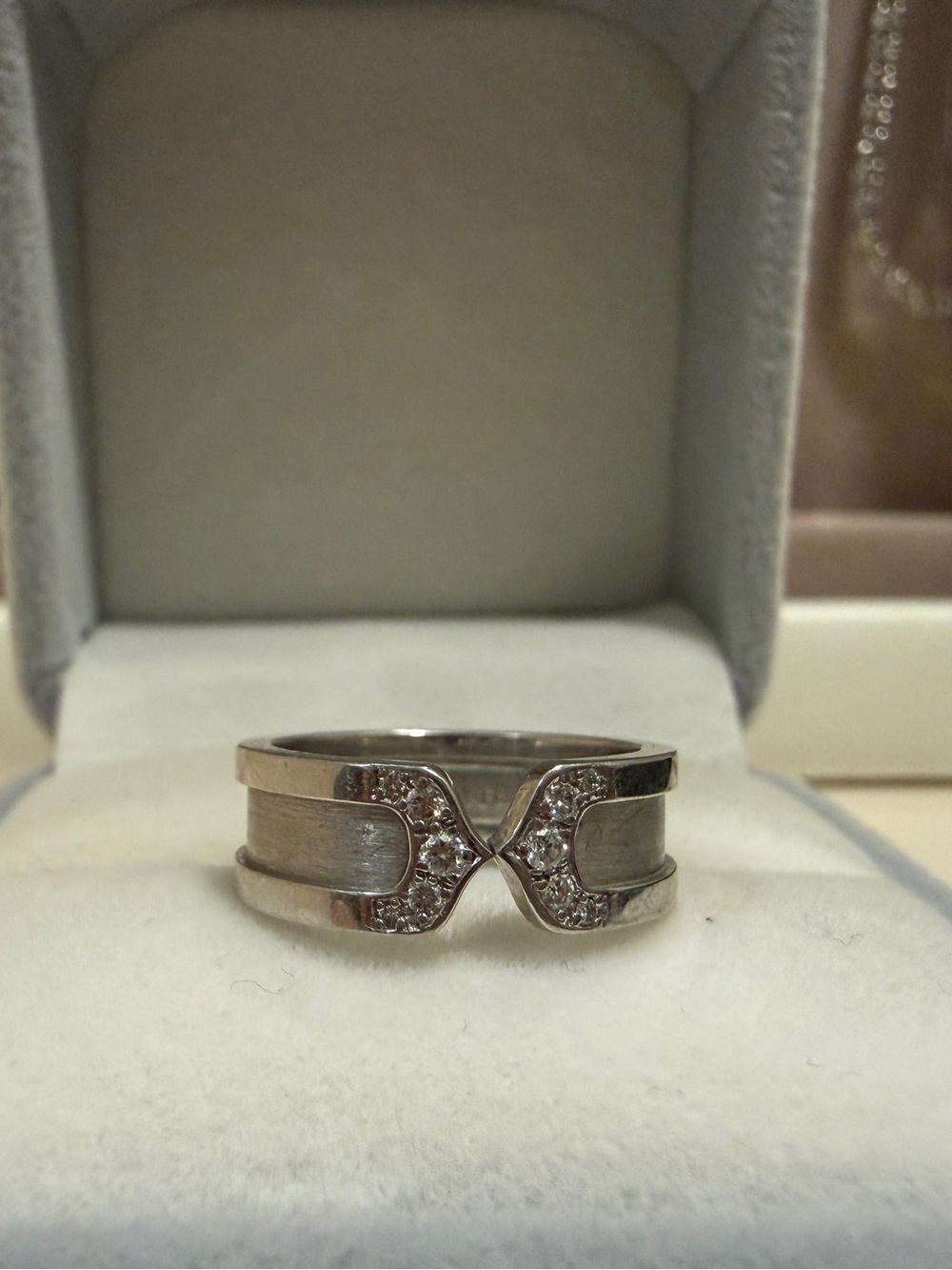 Authentic Cartier C2 Diamond Ring 18K White Gold Size 50 - Picture 2 of 5
